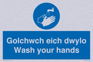 golchwch eich dwylo / wash your hands - safety sign